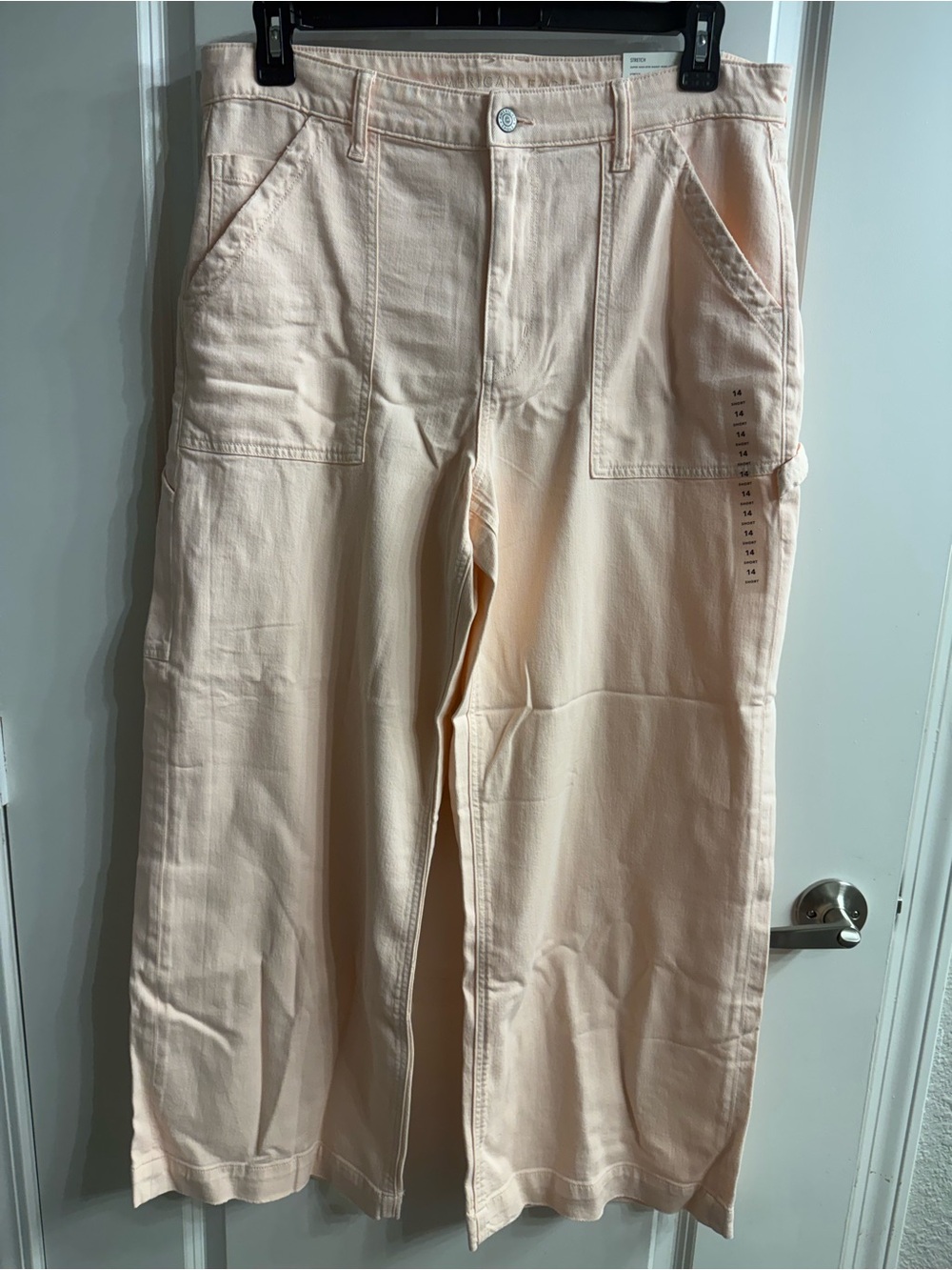 American Eagle Outfitters Women's Wide-Leg Utility Pants in Light Pink